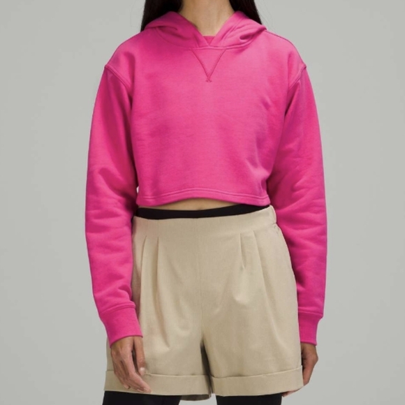 lululemon athletica Tops - Lululemon All Yours Cropped Hoodie Sonic Pink EUC